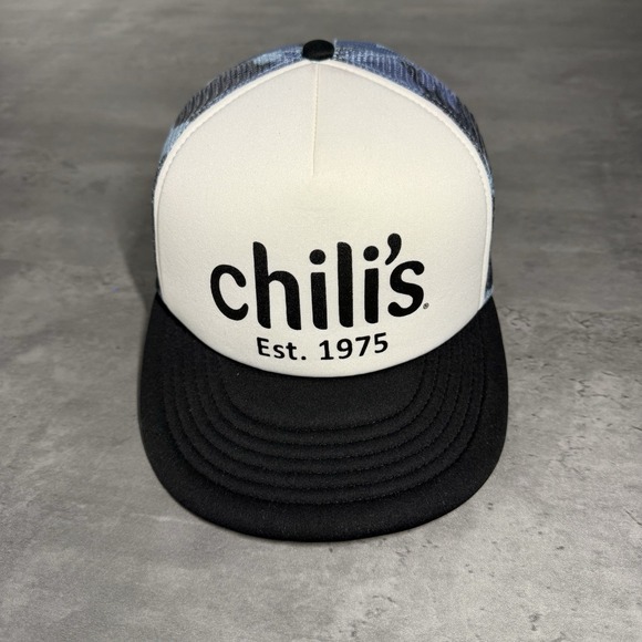 Chilis SnapBack Hat White Black Blue Camo Trucker Nylon Cap Work Employee Promo - Picture 1 of 7